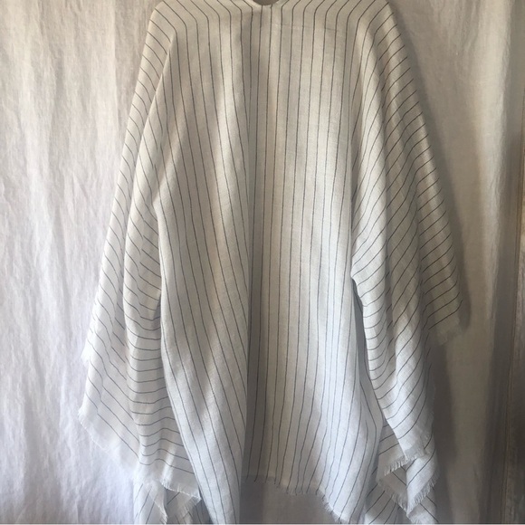 NWT Rag & Bone Pinstripe linen blend poncho Hampden style black stripe one size - Picture 5 of 9